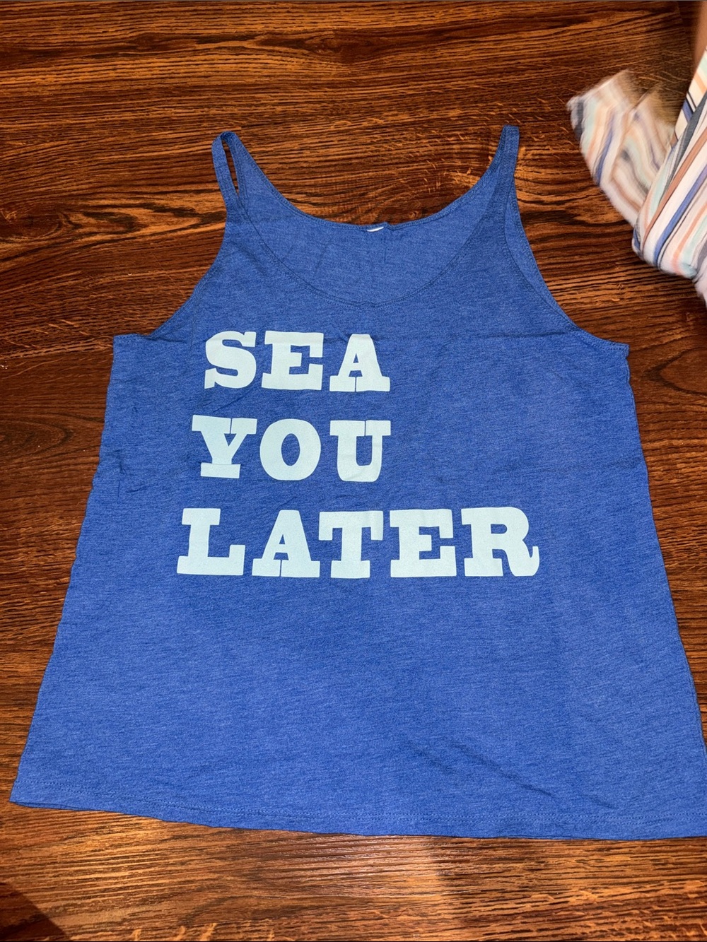 Blue Graphic Tank Top - 'Sea You Later'